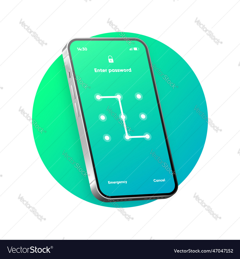 Screen lock authentication password smartphone vector image Screen lock authentication password smartphone