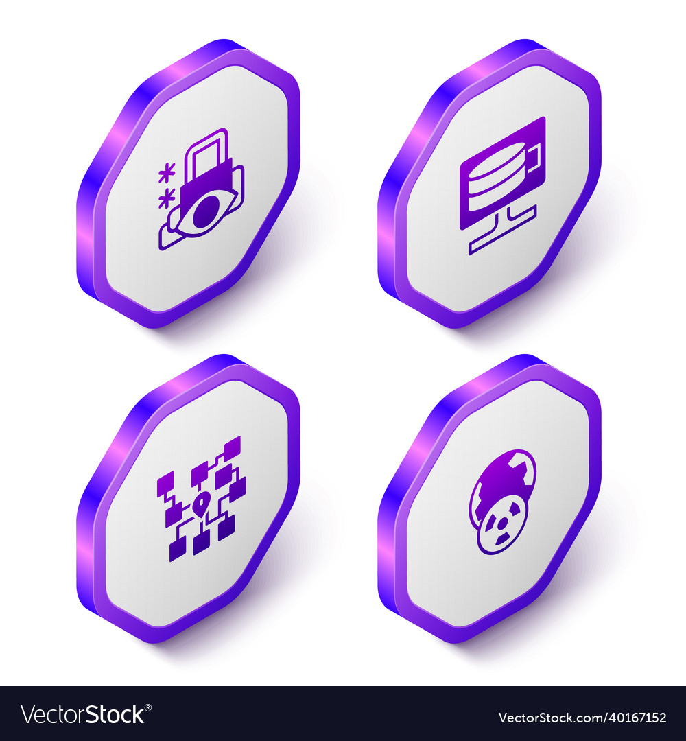 Set isometric cyber security cloud database