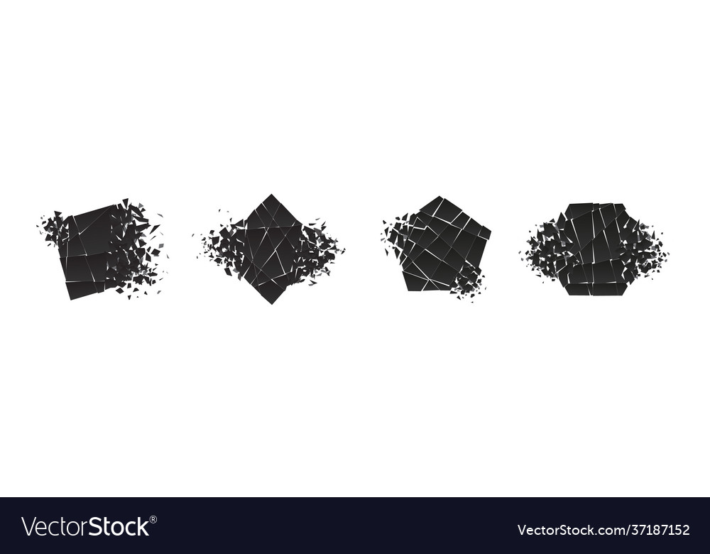Shape shattered and explodes flat style design