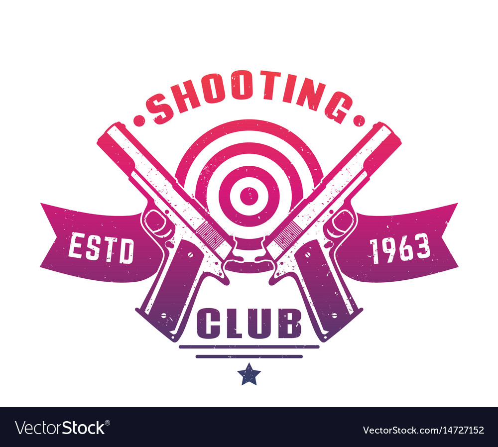 Shooting club logo emblem badge with two pistols Vector Image