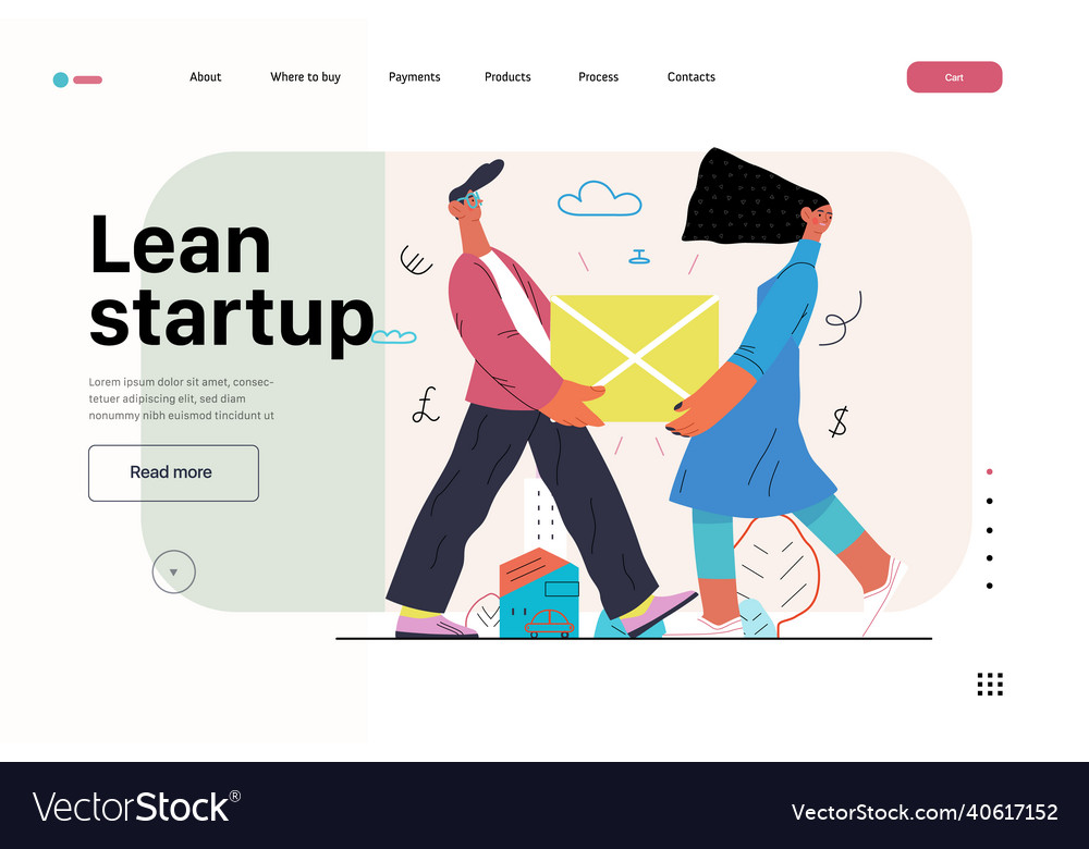 Startup website landing template vector image Startup website landing template