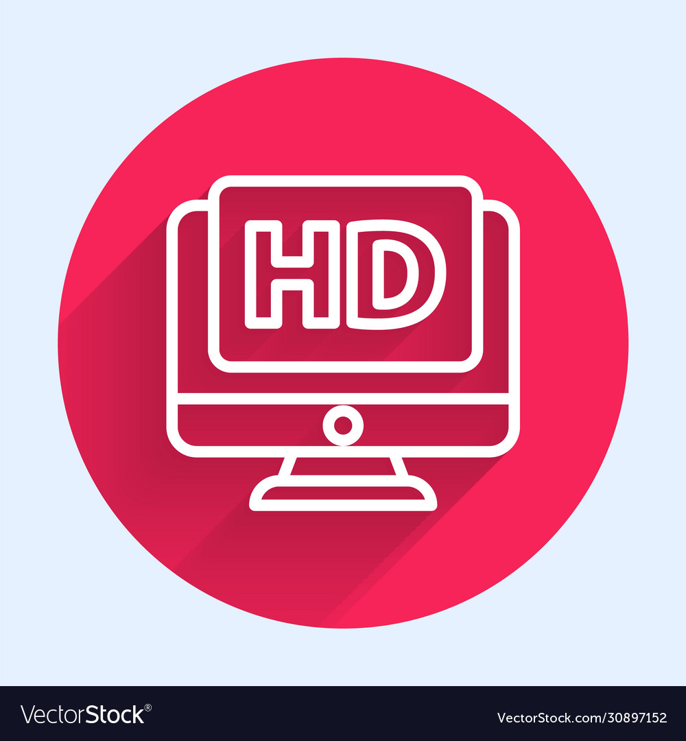 White line computer pc monitor display with hd Vector Image White line computer pc monitor display with hd