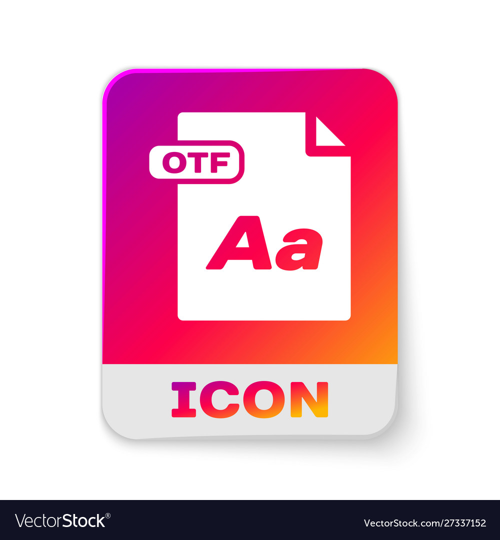 White otf file document download button icon vector image White otf file document download button icon