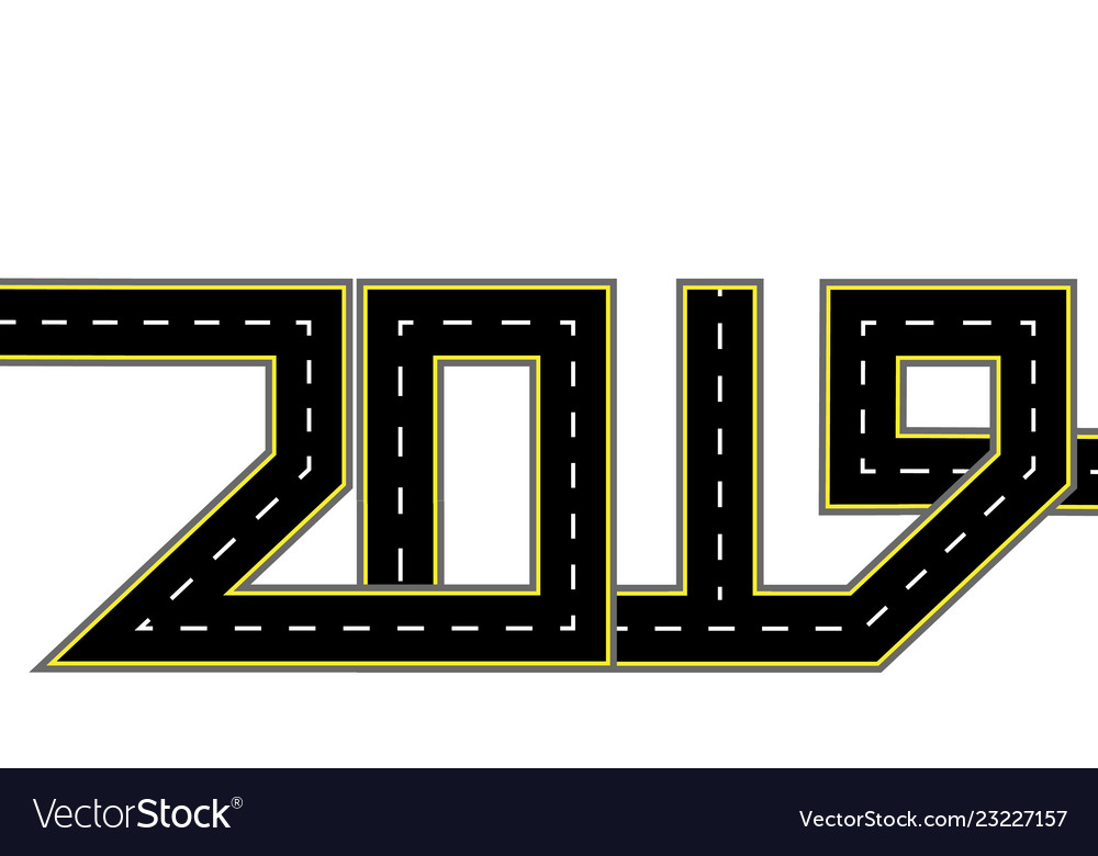 2019 new year the road is stylized in form