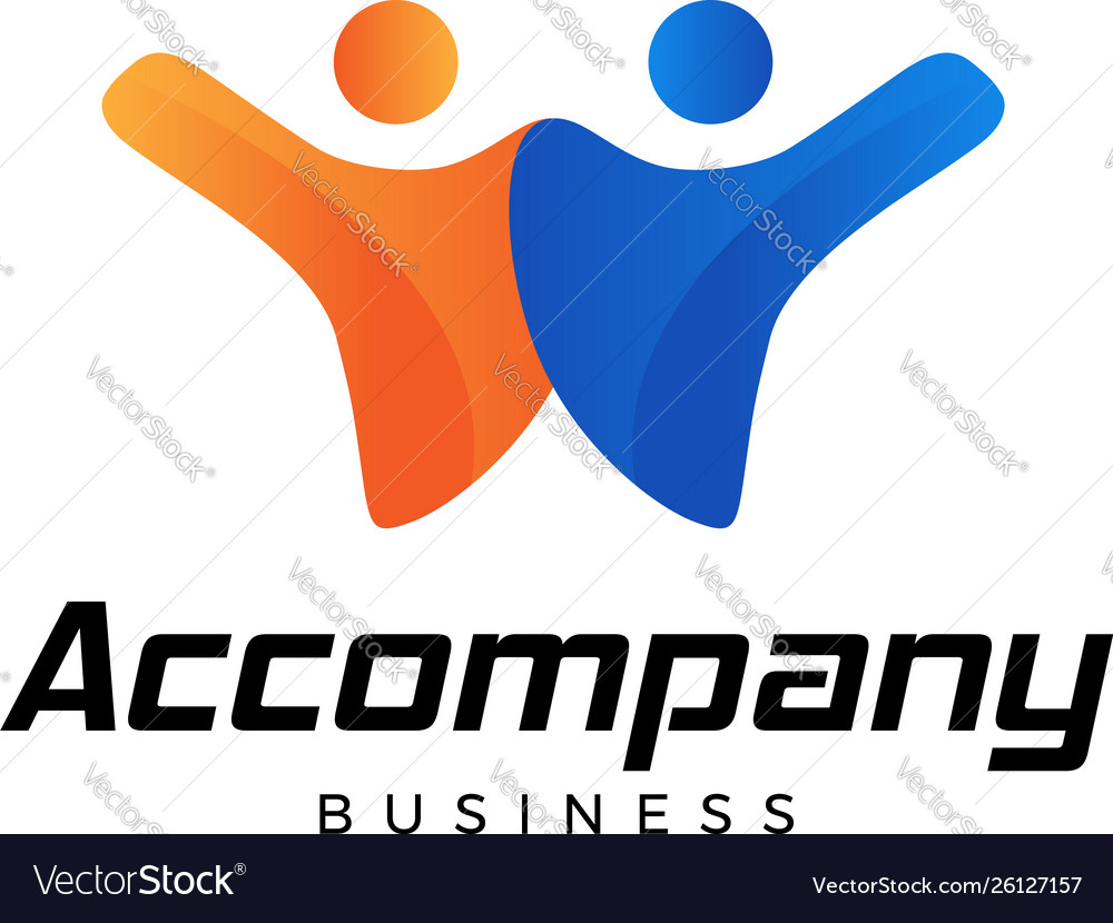 Abstract Colorful Cooperation People Logo Sign Vector Image