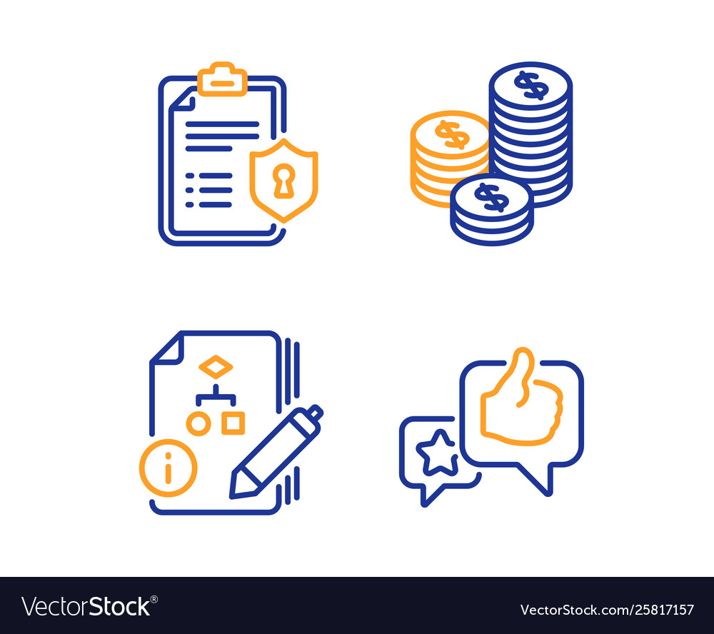 Algorithm coins and privacy policy icons set vector image Algorithm coins and privacy policy icons set