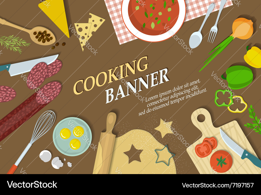 Cooking Banner With Kitchenware Royalty Free Vector Image