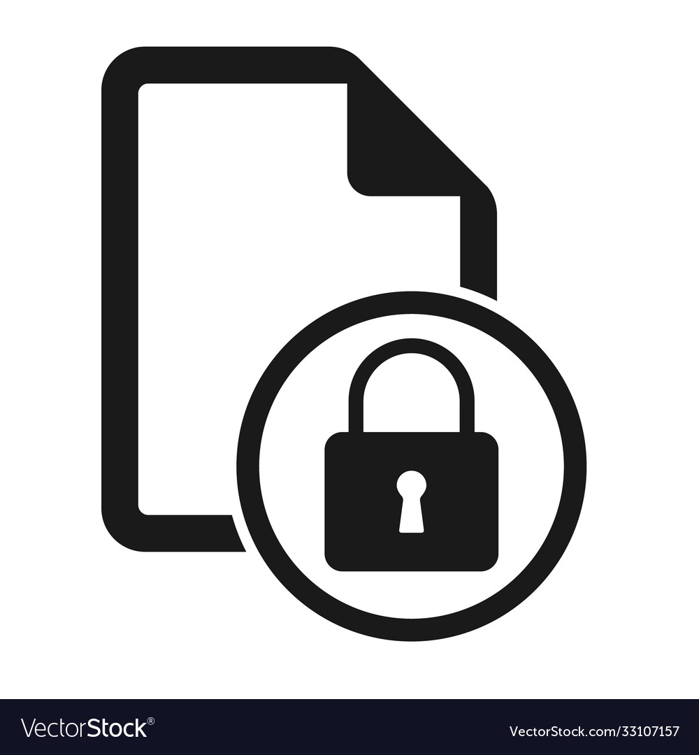 File flat icon with lock isolated on white Vector Image
