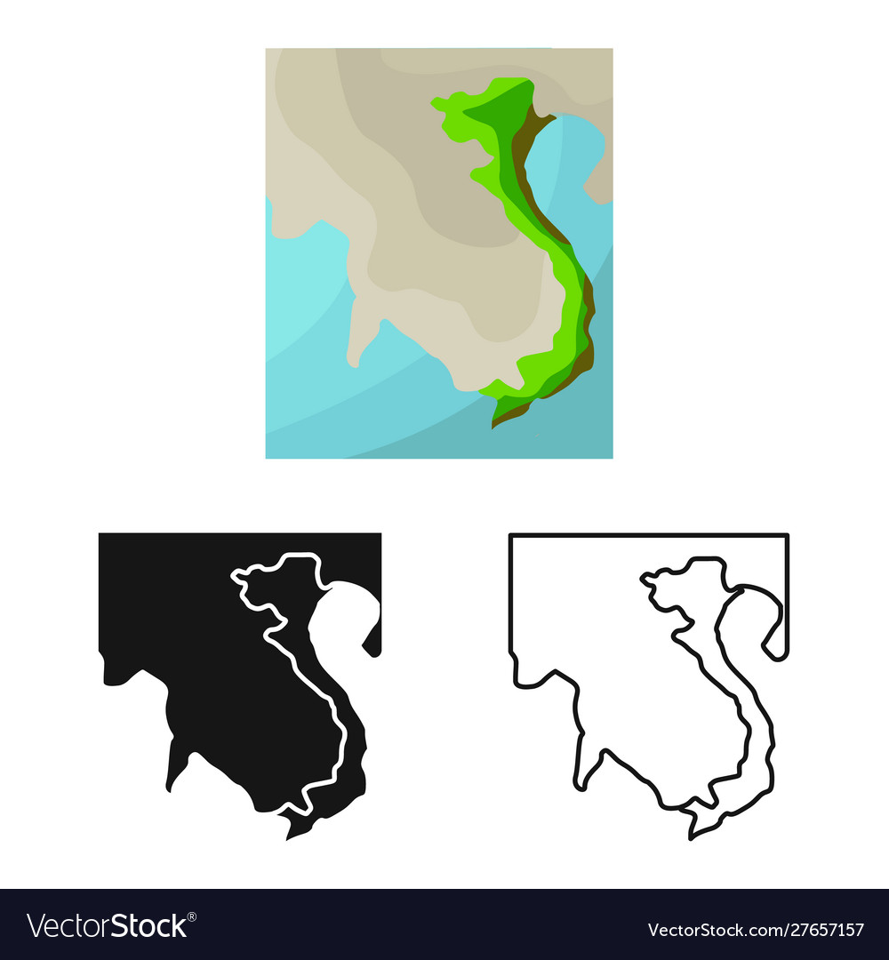 Isolated object map and vietnam icon set