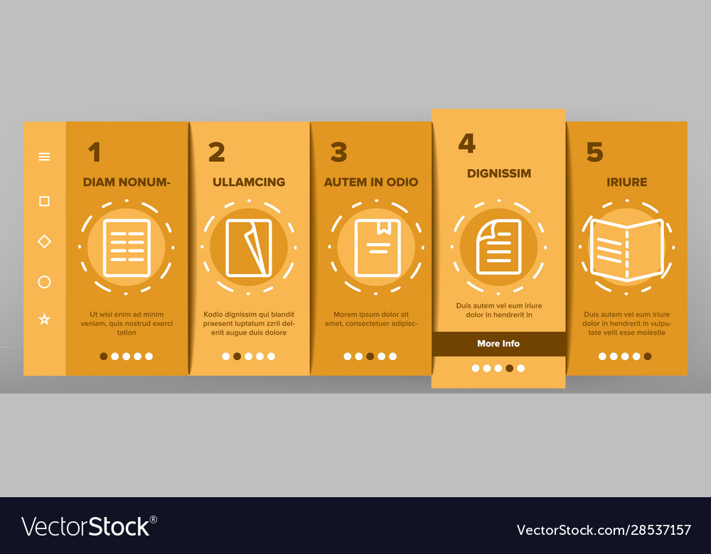 Leaflet paper onboarding icons set