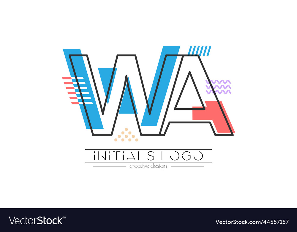 Letters w and a merging of two initials vector image Letters w and a merging of two initials