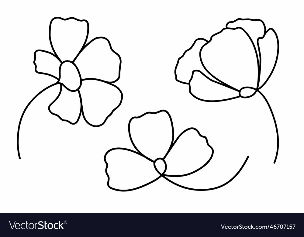 One line design silhouette of flowers