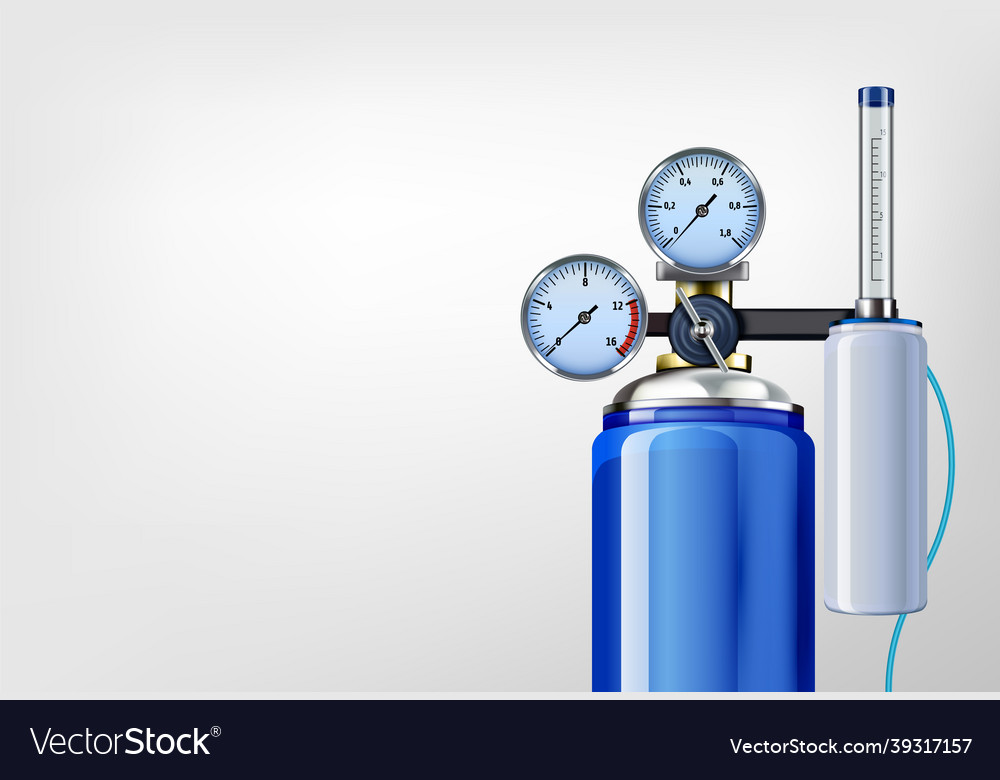 Oxygen tank gauge composition Royalty Free Vector Image