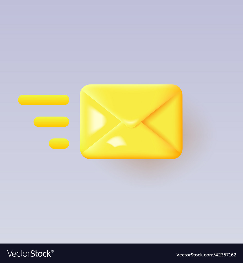 3d icon for sending a quick message on gray vector image 3d icon for sending a quick message on gray