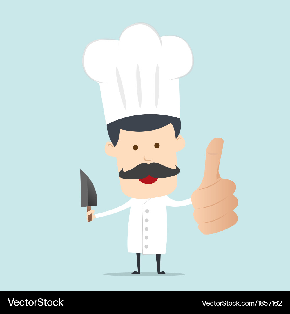 A male chef with a knife on hand Royalty Free Vector Image