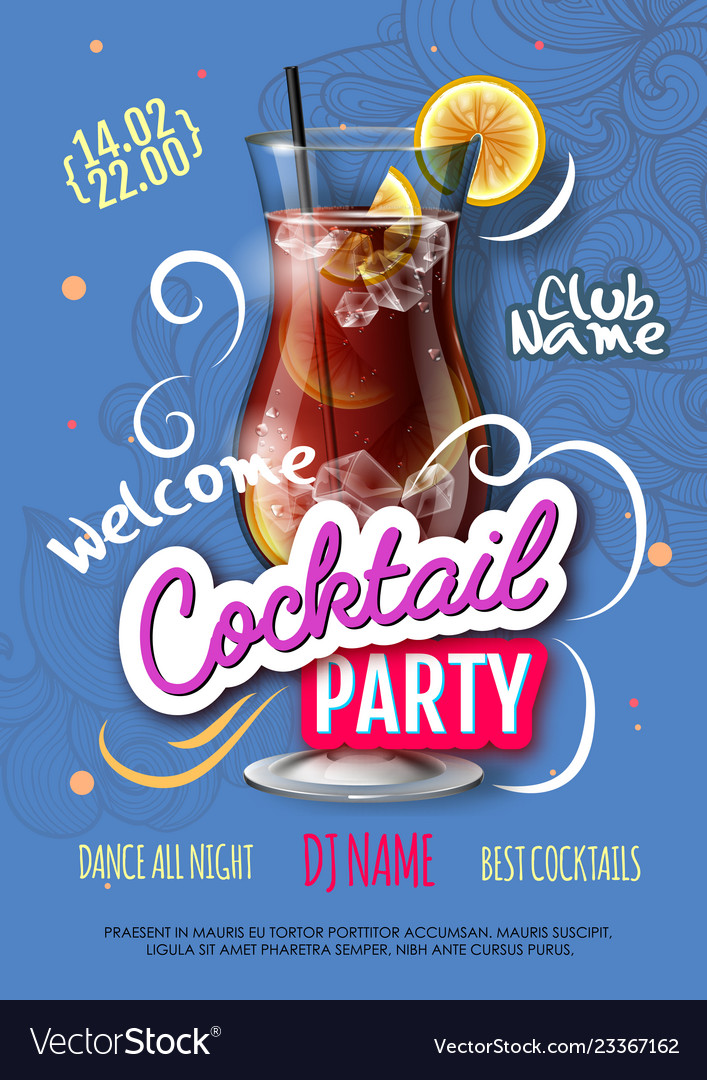 Cocktail party poster in eclectic modern style Vector Image