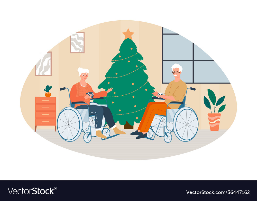 Elderly couple is celebrating holiday together Vector Image