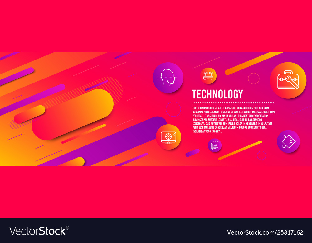 Face scanning wifi and tool case icons set seo vector image Face scanning wifi and tool case icons set seo