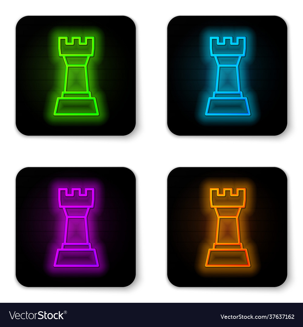 Glowing neon line chess icon isolated on white