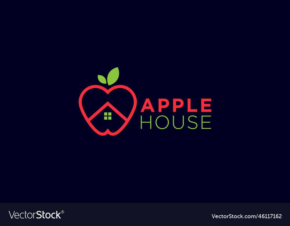 Green apple house logo Royalty Free Vector Image