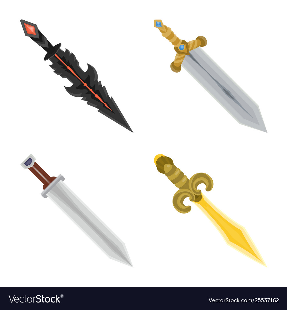 Isolated object sword and dagger symbol set vector image Isolated object sword and dagger symbol set