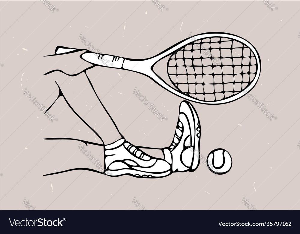 Linear with legs tennis racket ball