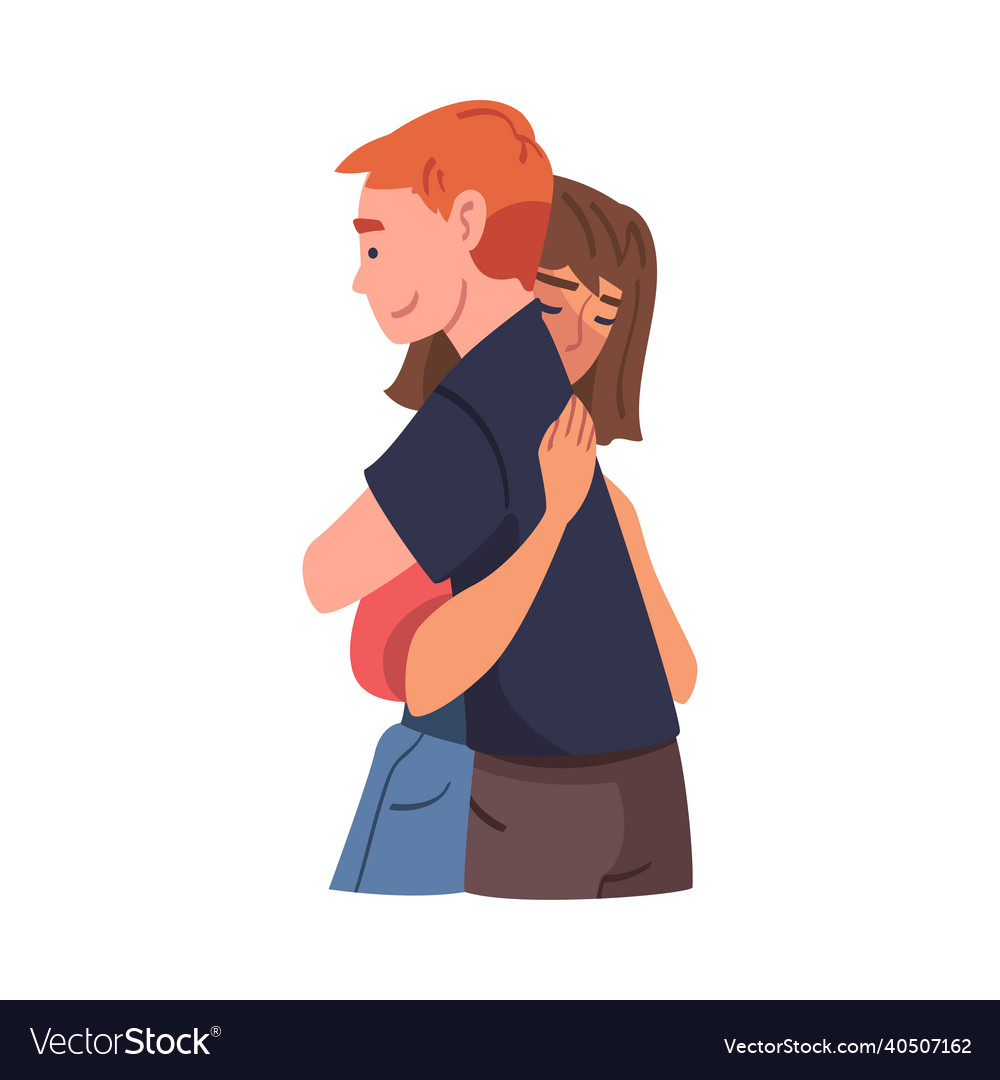 Man and woman character hugging embracing each Vector Image