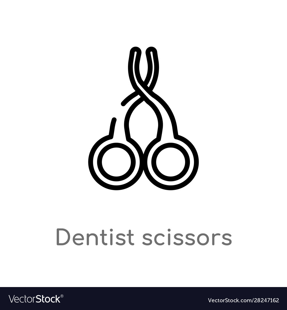 Outline dentist scissors icon isolated black