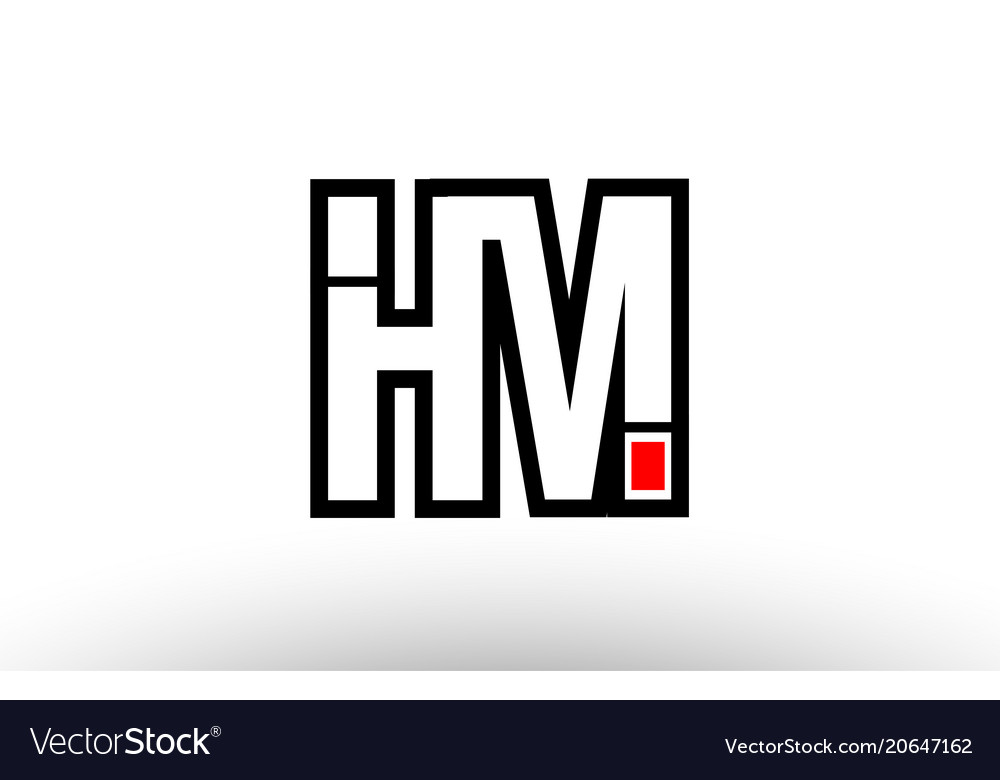 Rotes und schwarzes Alphabet Buchstaben hm h m Logo