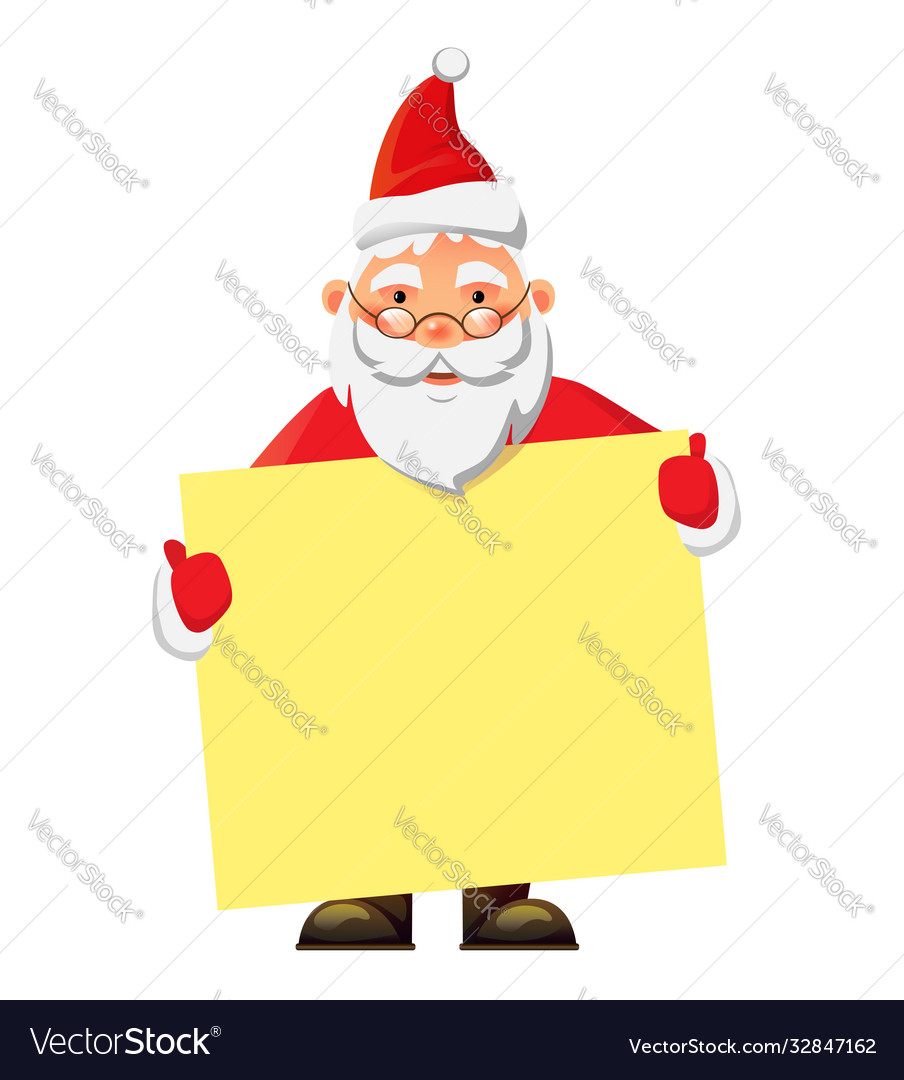 Santa claus holding poster Royalty Free Vector Image