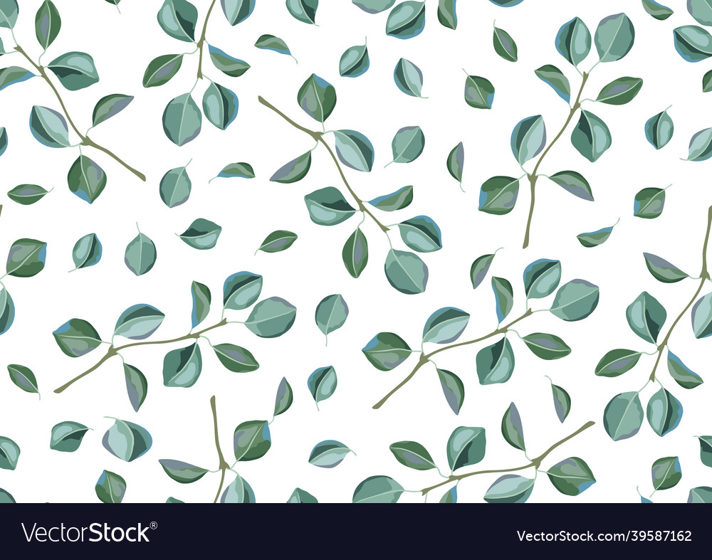 Seamless pattern with poplar branches and green vector image Seamless pattern with poplar branches and green