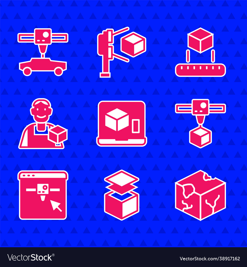 Set 3d printer layers isometric cube setting vector image Set 3d printer layers isometric cube setting