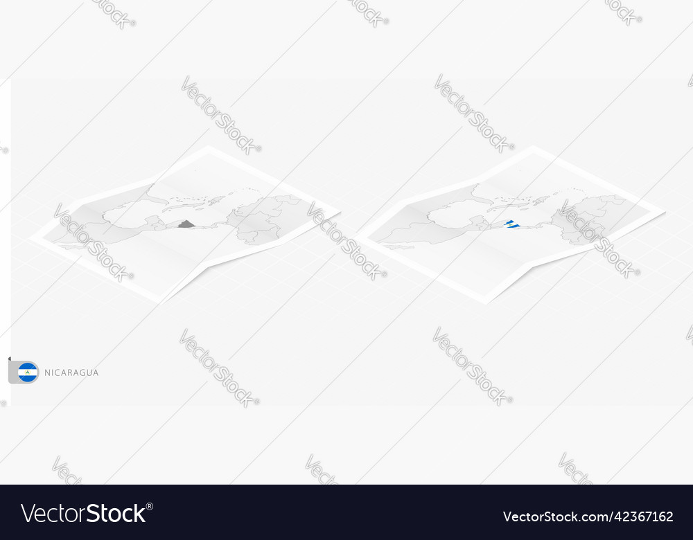 Set of two realistic map nicaragua with shadow