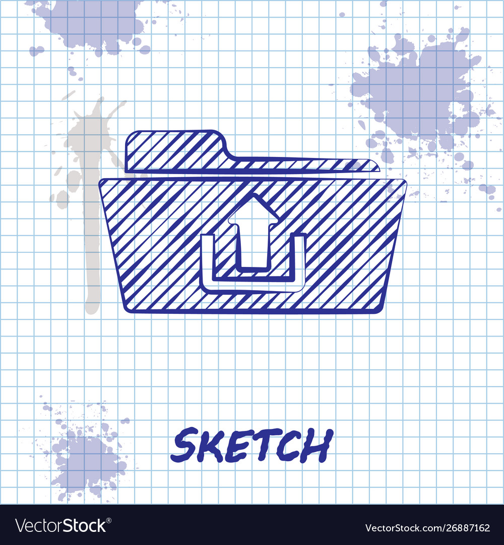 Sketch line folder upload icon isolated on white Vector Image Sketch line folder upload icon isolated on white