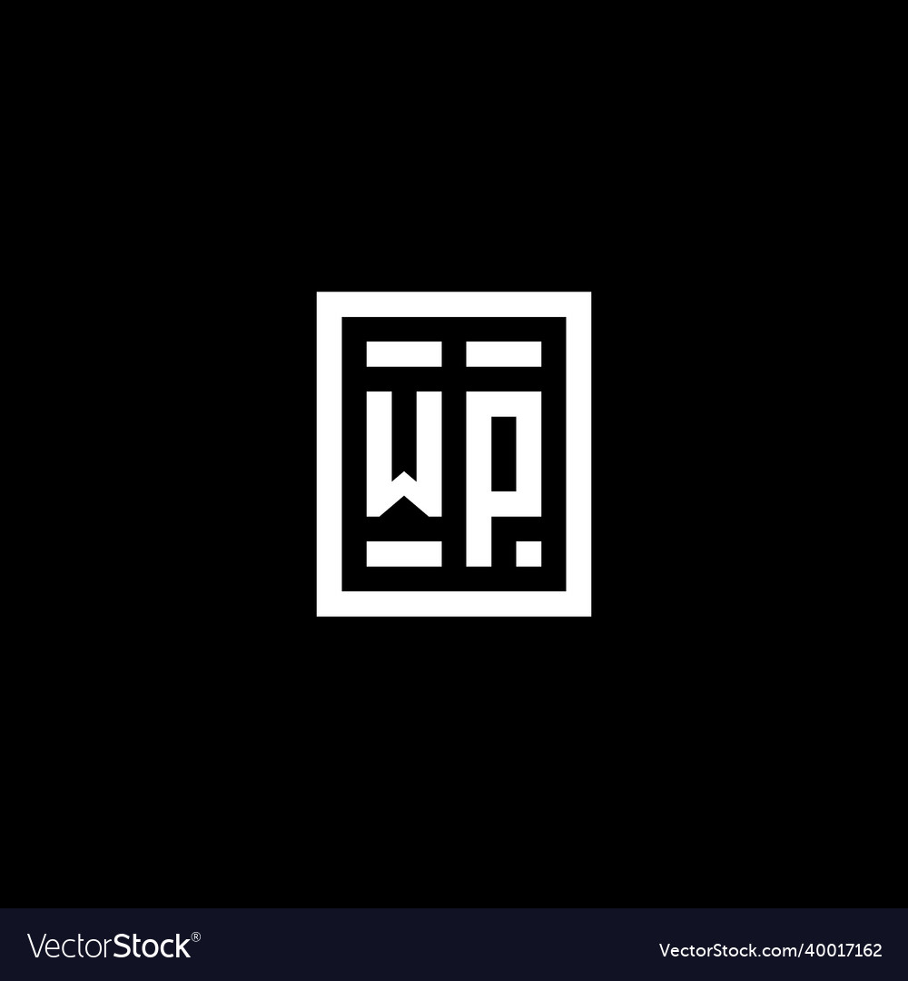 Wp initial logo with square rectangular shape