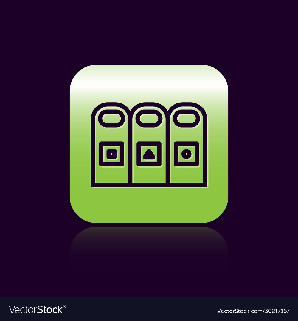 Black line trash in garbage cans with sorted vector image Black line trash in garbage cans with sorted