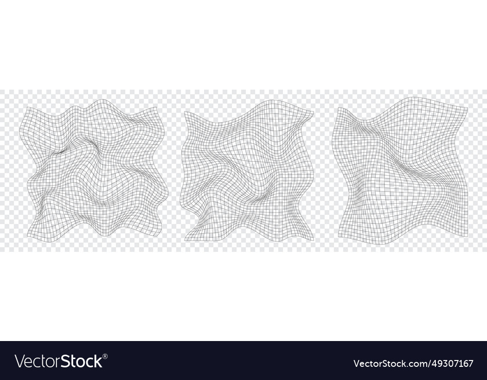 Distorted square grid warped mesh texture retro vector image Distorted square grid warped mesh texture retro