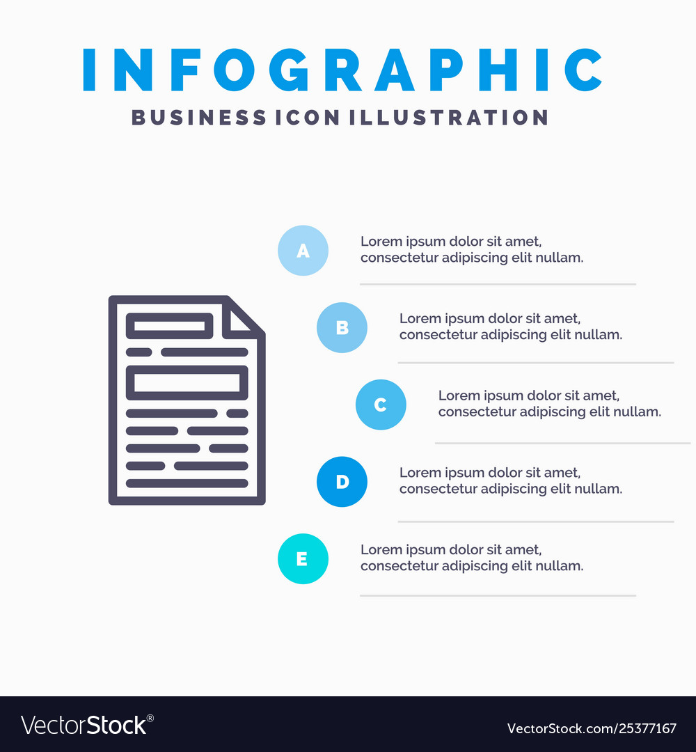 File document design line icon with 5 steps vector image File document design line icon with 5 steps