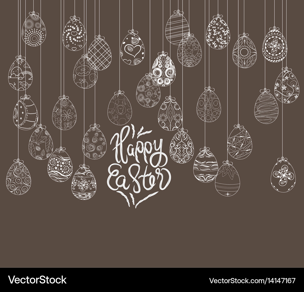 Hanging easter eggs ornament card Royalty Free Vector Image