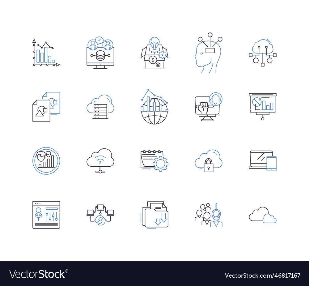 Insights and systems line icons collection vector image Insights and systems line icons collection