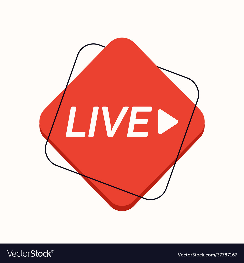 Live icon button symbol web ui app social vector image Live icon button symbol web ui app social