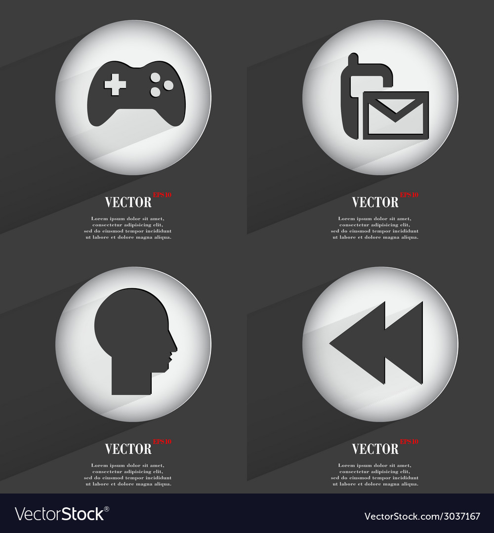 Set of 4 flat buttons icons with shadows