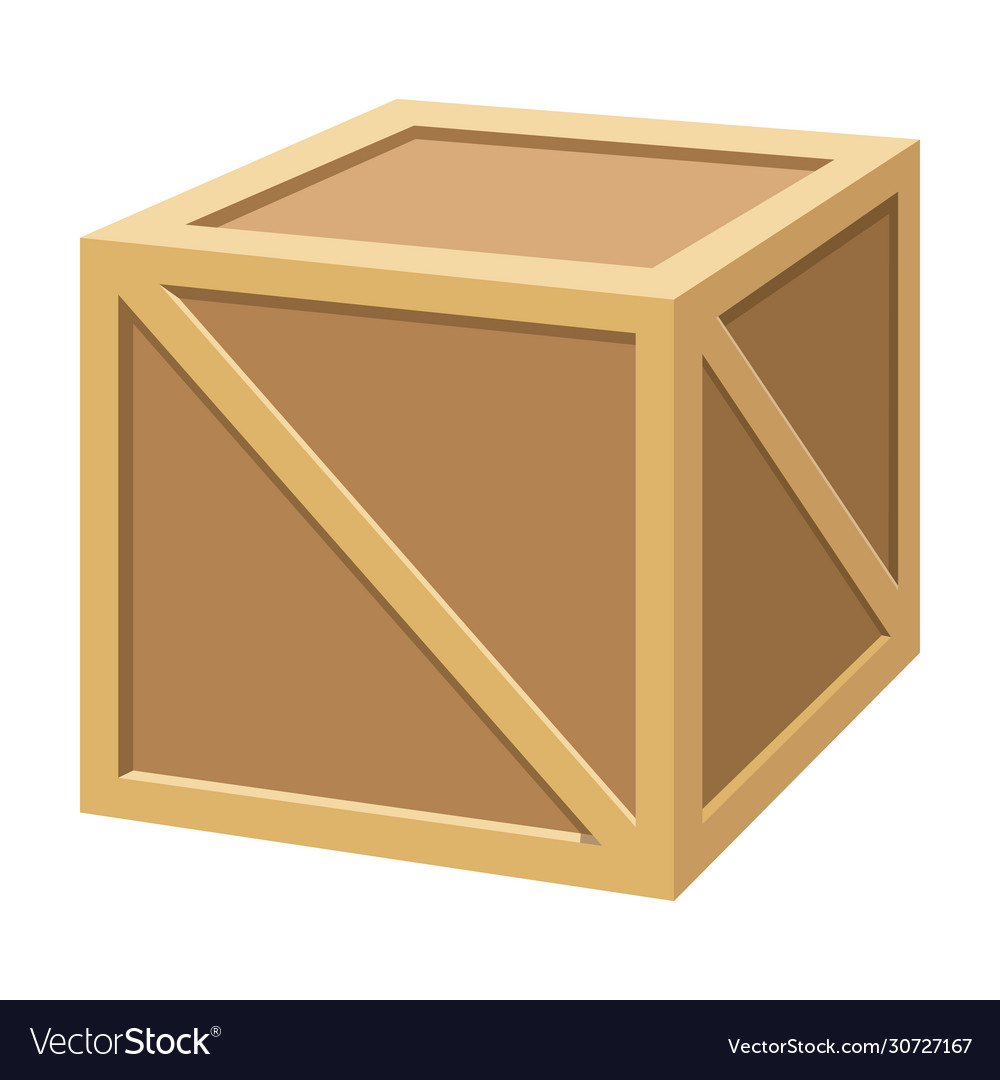 Wooden box iconcartoon icon Royalty Free Vector Image