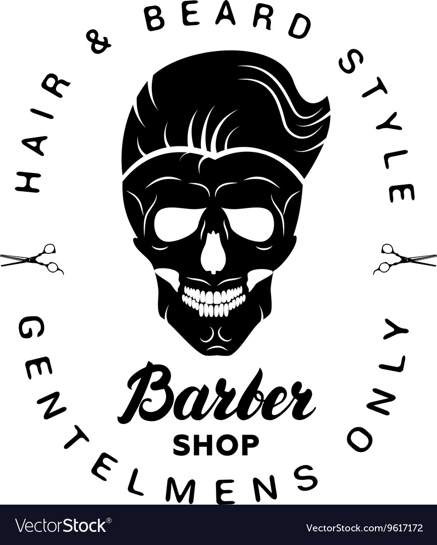 Black barbershop logo label badge with lettering