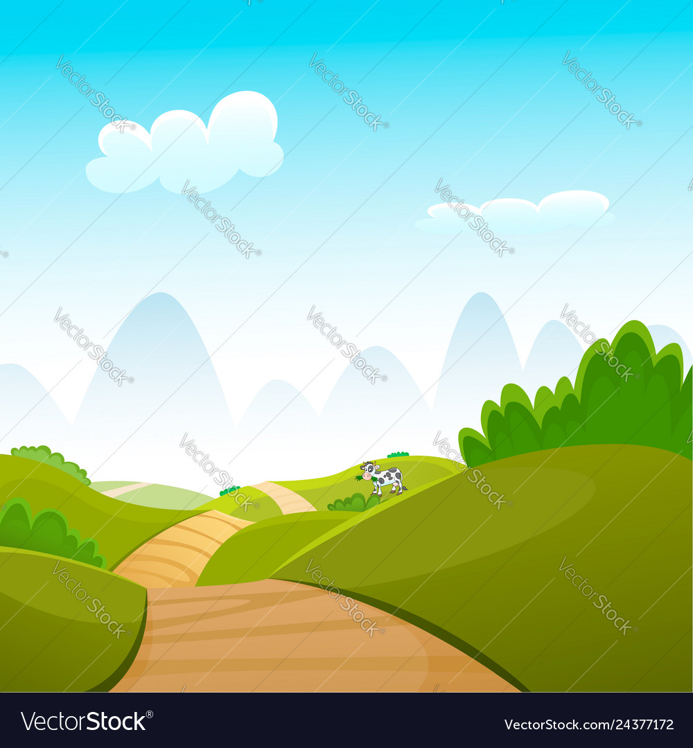 Cartoon of the summer landscape Royalty Free Vector Image