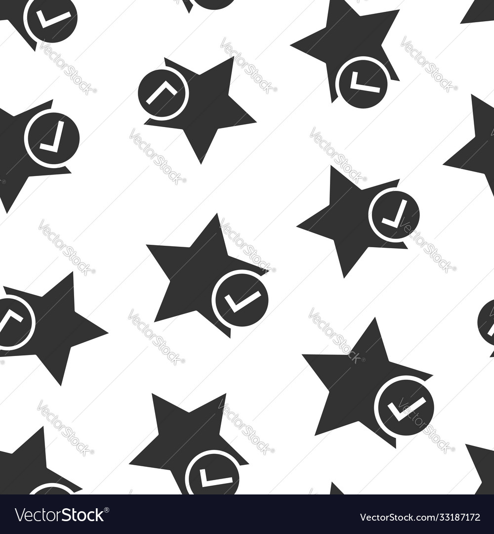 Check mark with star icon in flat style add