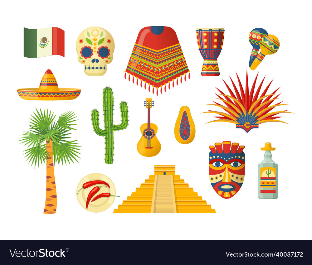 Cinco de mayo mexican set traditional latin Vector Image