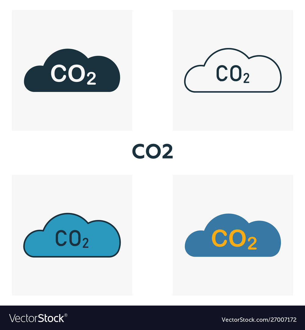Co2 icon set four elements in different styles vector image Co2 icon set four elements in different styles