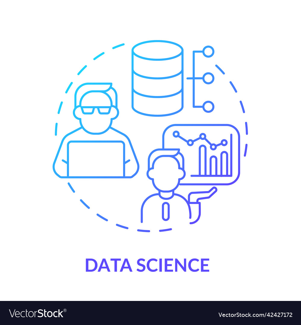 Data science blue gradient concept icon Royalty Free Vector