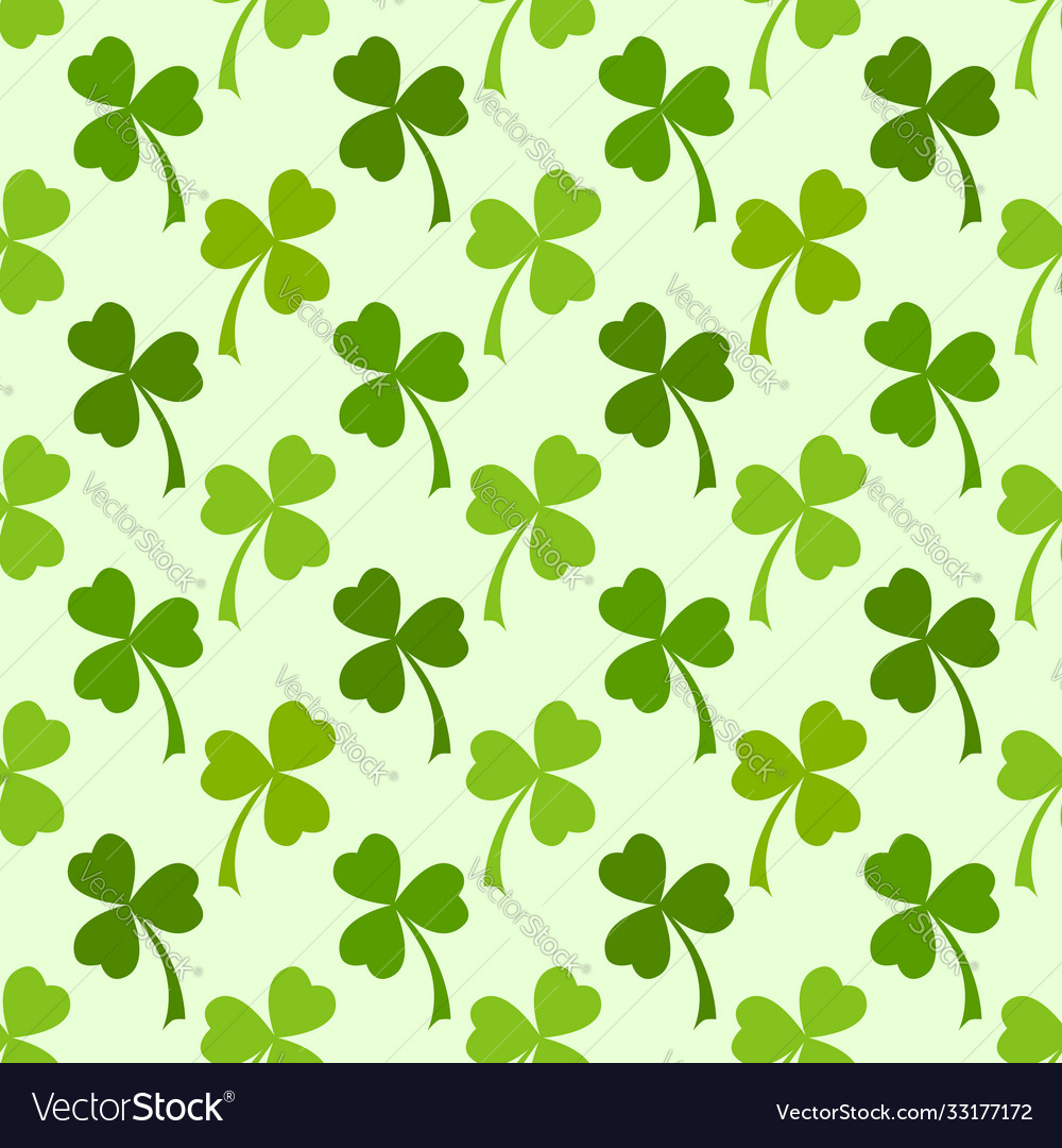 Green clover leaves seamless pattern